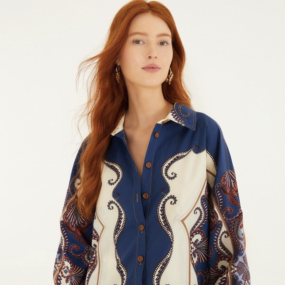 FARM Rio Blue and White Paisley Shirt